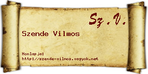 Szende Vilmos névjegykártya